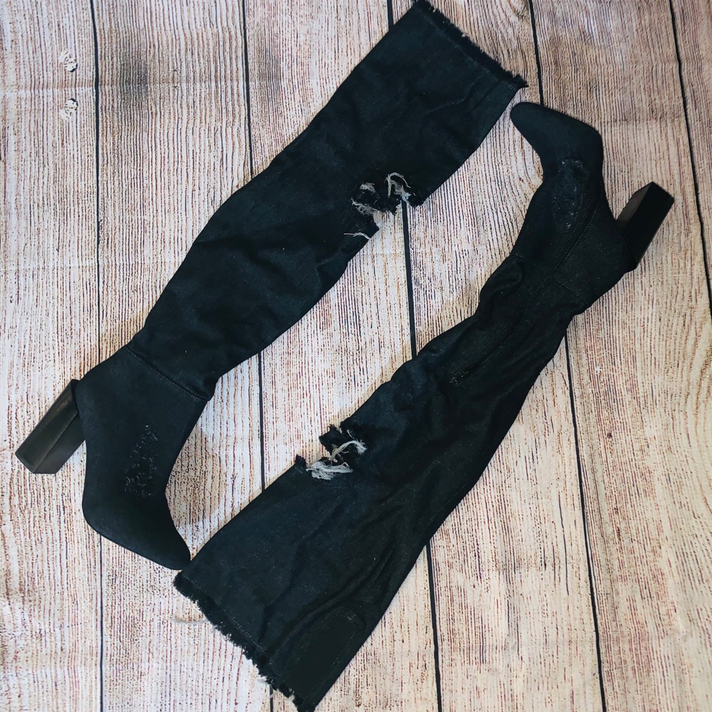 Jeffrey Campbell Perouze Denim Knee High Boot